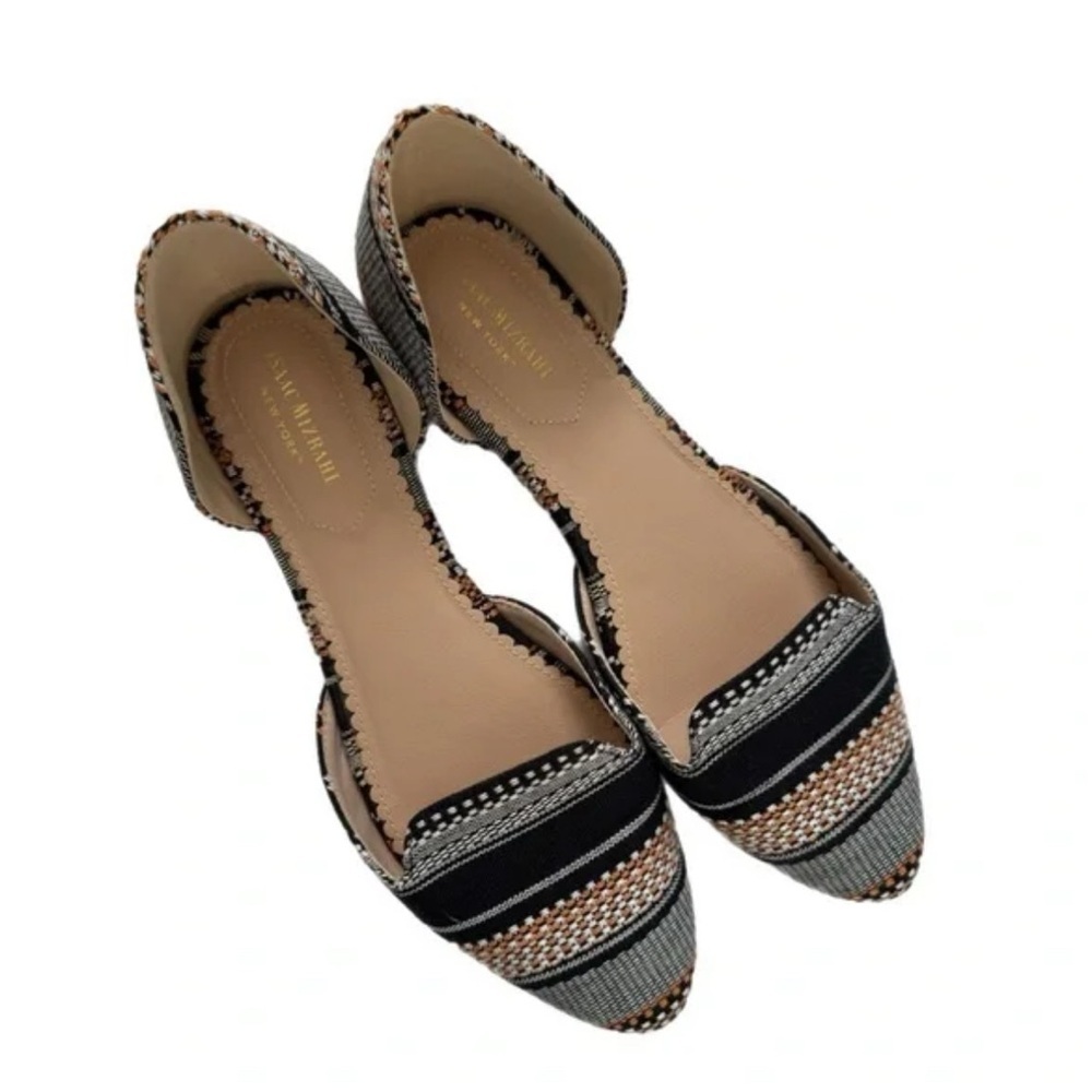 Isaac Mizrahi NY Flats 10 Geometric Stripe Pointed Toe Slip-On Ballet Shoes